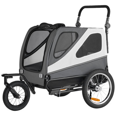 Dog Bike Trailer, Supports up to 100 lbs, 2-in-1 Pet Stroller Cart Bicycle Carrier for Small & Large Dogs, Easy Folding Frame with Quick Release Wheel, Universal Bicycle Coupler, Internal Leash