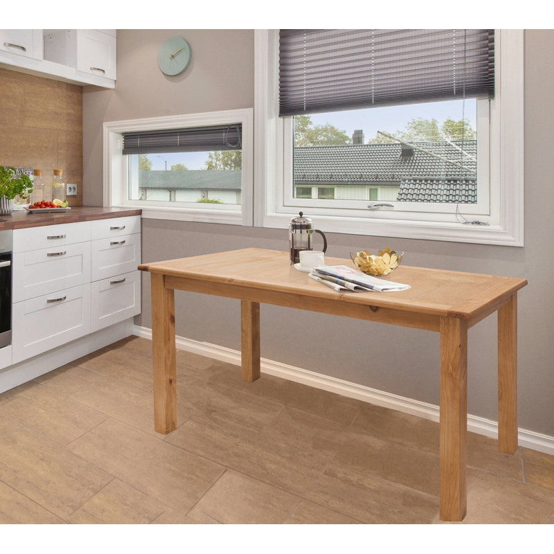 Pine Solid Wood Dining Table, Natural Wood, Ivory