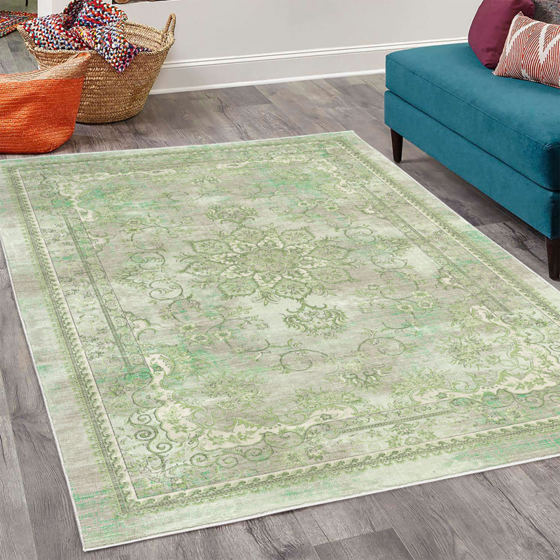 Floral Decorative Area Rug Carpet for Bedroom and Dorm, Rectangle 5'2" x 7'6"