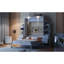 Grand lit escamotable peu encombrant avec rangement multifonctionnel, design moderne en MDF blanc