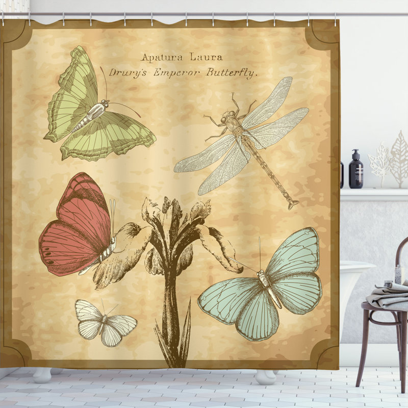 Ensemble de rideau de douche et crochets Dragonfly, H 75 po x l 69 po