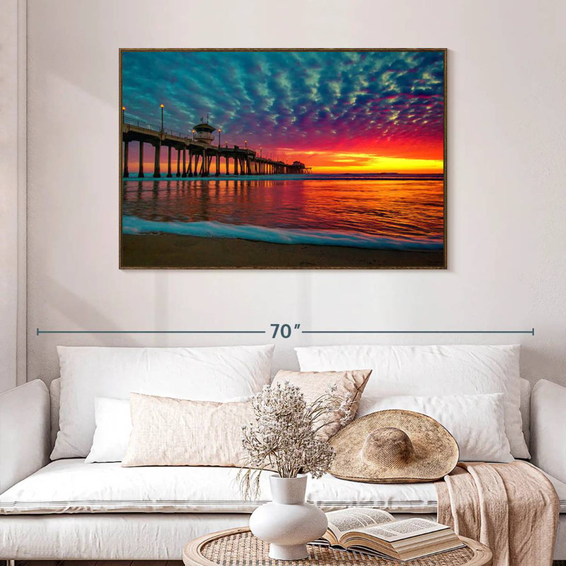 Quai coloré Huntington, 46 po x 31 po, Cadre flottant en noyer