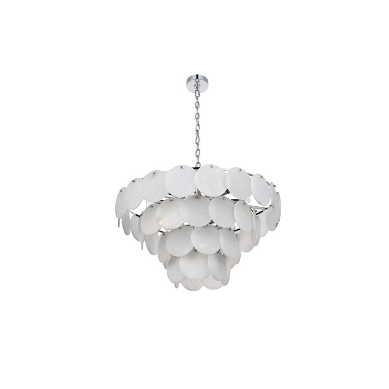 Lustre en albâtre 32 pouces Ikeny, Chrome chrome