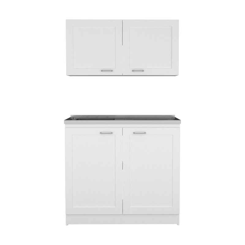Ensemble d'armoires décoratives 42 "en bois noir et blanc avec quatre portes