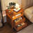 Farmhouse LED Night Stand with 2 Storage Drawers- V-Shaped Design, Open Storage, Shelf Stable Wooden Legs-1008575439