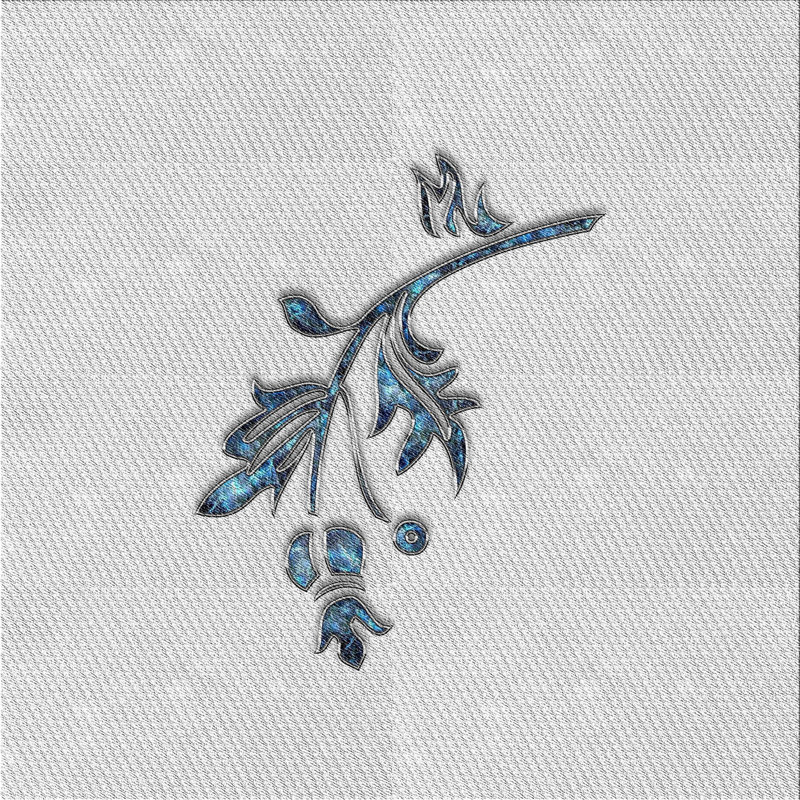 Tapis gris/noir/bleu à motifs, Carré 5 pi