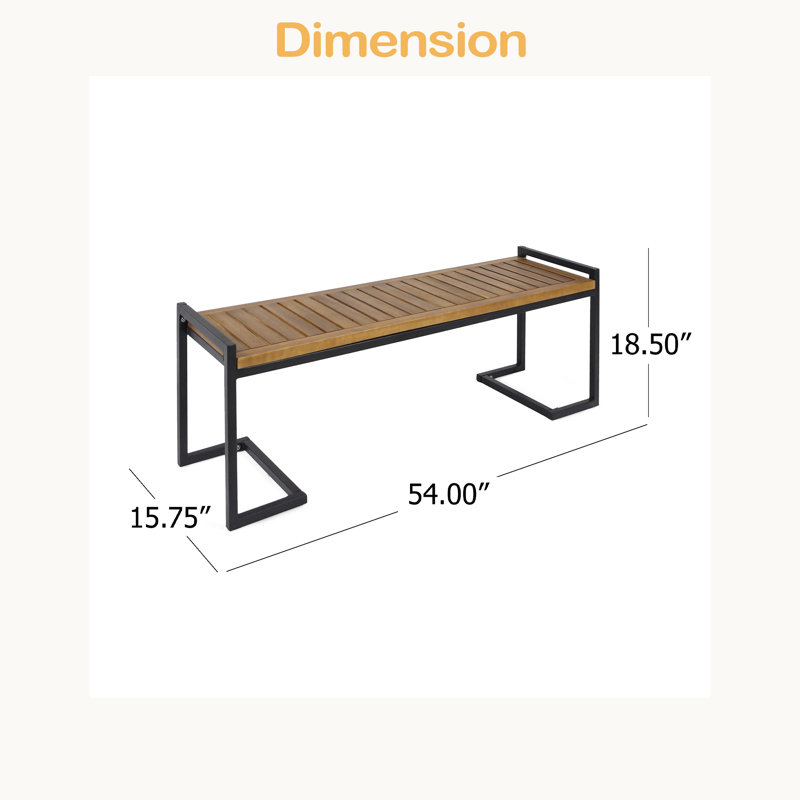 BANC INDUSTRIEL EN BOIS ET MÉTAL, Teck