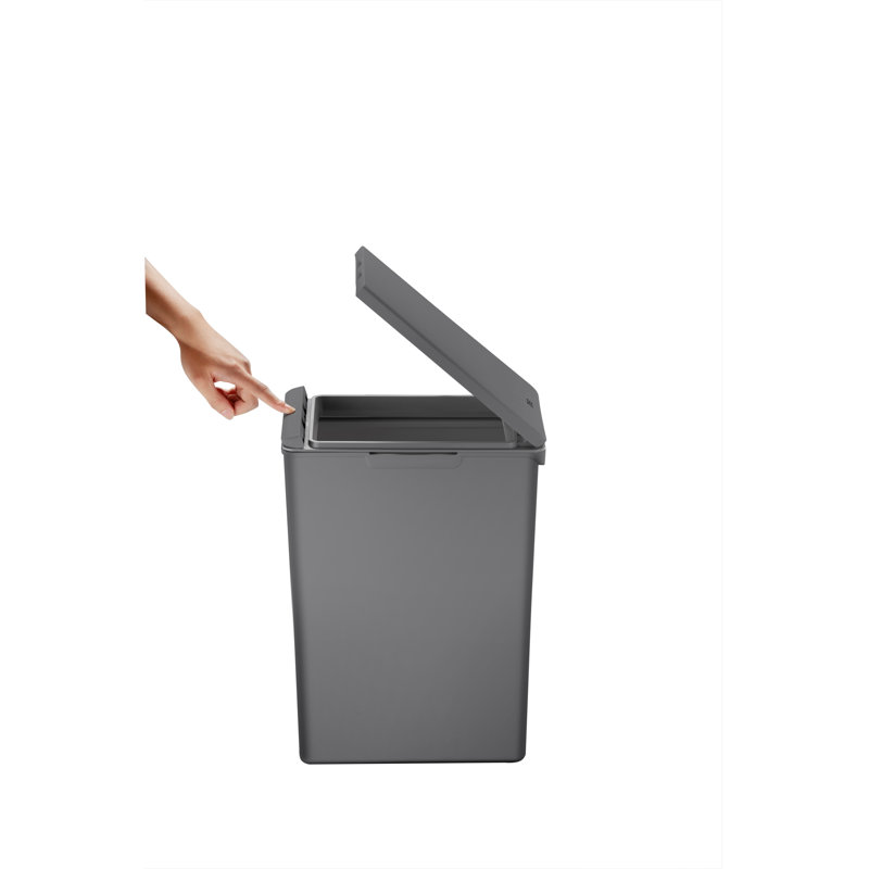 Morandi Touch Top Rubbish Bin, 20 L, 40cm H x 20.6cm W x 32.5cm D, Grey