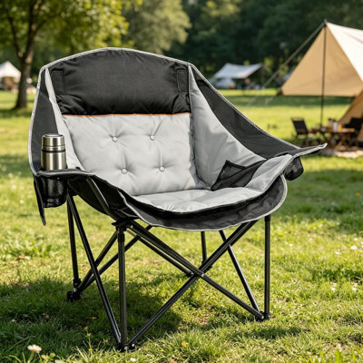  Camping Chair, Oversized Portable Padded Outdoor Folding Chairs, 500 LBS Heavy Duty Support