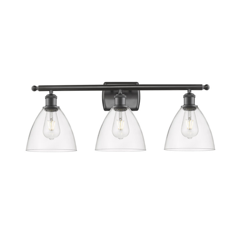 Éclairage pour meuble-lavabo 3 lumières Shauna, DEL, Transparent, Bronze huilé