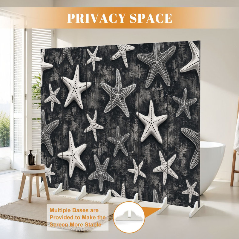 Cloison pliante 6 panneaux séparateur de toile Royal White Starfish, 6, H 71 po x l 96 po x P 1 po
