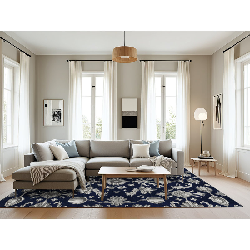 Tapis gris français lavable à la machine, Rectangle 6 pi x 9 pi