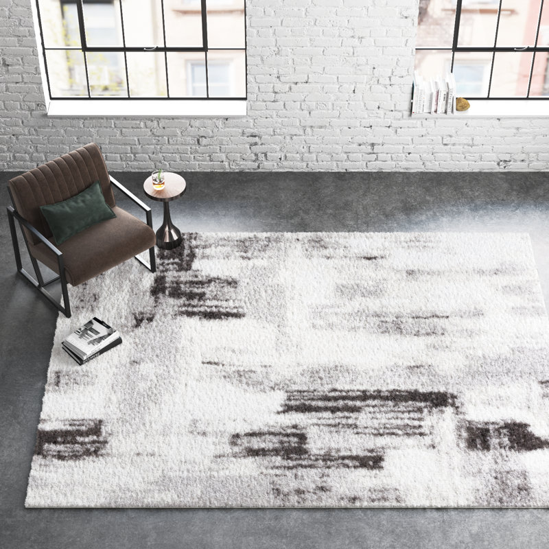Keanu Abstract Gray/Dark Gray Area Rug, Rectangle 9' x 12'