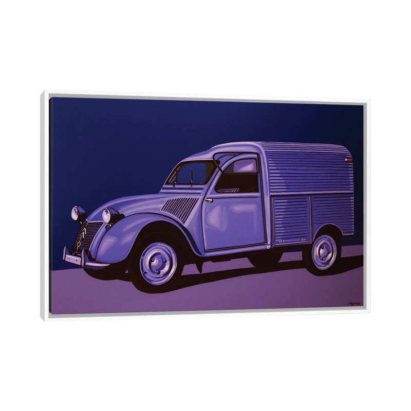 Citroen 2CV AZU 1957 by Paul Meijering - Painting on Canvas, White Floater Frame, 101.6 cm H x 66.04 cm W
