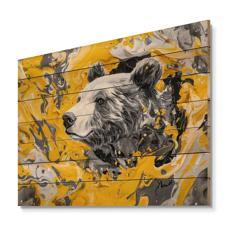 Ourson moderne en bois de pin, H 30 po x l 40 po