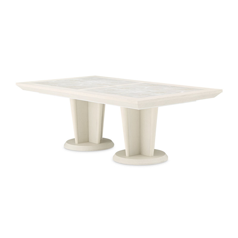Rectangle Oak Extendable Double Pedestal Dining Table