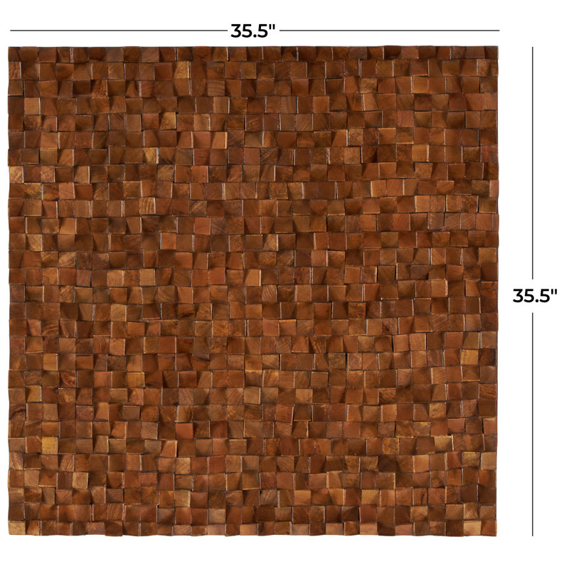 Mango Wood Handmade 3D Cube Inspired Geometric Brown Wall Decor