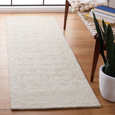 Tapis ivoire en laine touffeté à la main Setzer Southwestern