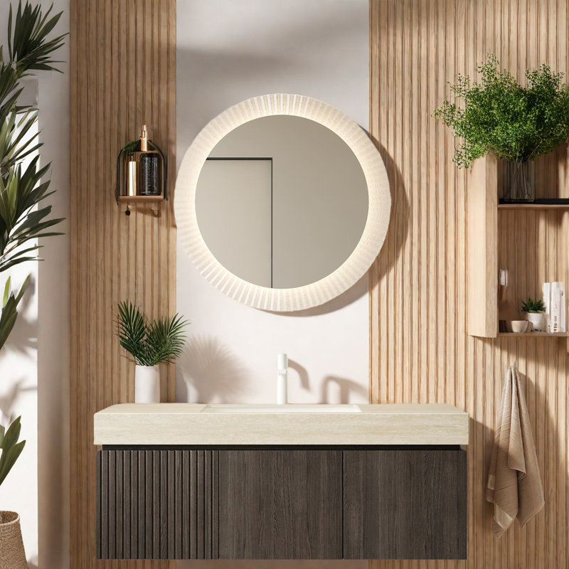 Meuble-lavabo flottant moderne 48 "avec lavabo, plateau en pierre de travertin Roma