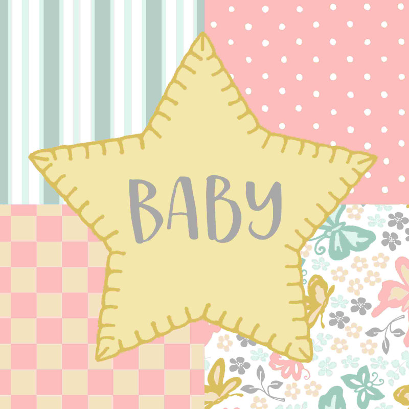 Courtepointe pour bébé IV, jaune bébé, H 12 po x l 12 po
