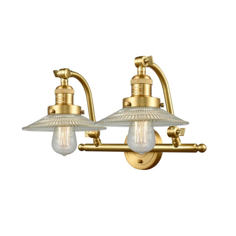 Miramontes 2 - Light Dimmable Vanity Light, 60 Watt Vintage Incandescent Bulb, Satin Gold, Matte White Halophane