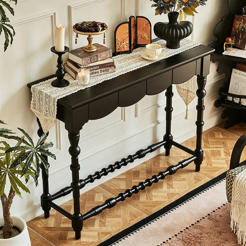 Console Mid-Century noire, 35.4" H x 63" W x 15.7" D