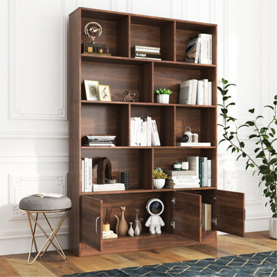 Bibliothèque de 70,89 po de hauteur avec 4 portes avec 10 et 3 portes, armoire ouverte pour le vestibule, le bureau, le salon, la bibliothèque et l'espace de rangement