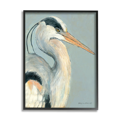 Aigrette, oiseau, faune, animal, portrait, gris, estampe numérique par Stephanie Workman Marrott