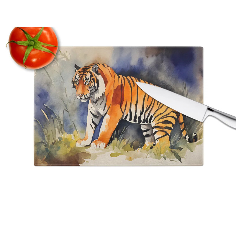 Planche à découper décorative en verre trempé avec œuvre d'art vibrante, planche à découper antidérapante pour la cuisine