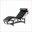 Chaise longue de style moderne Mid-Century LC-4 | Noir | Cuir véritable