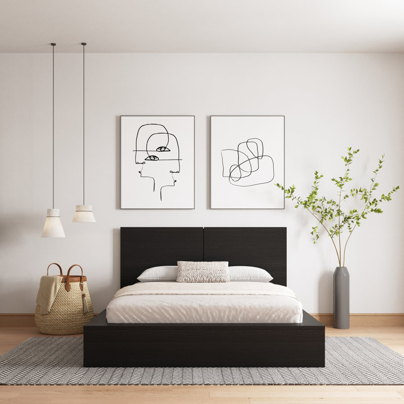 Guendolyn Platform Bed & Headboard, King, Black