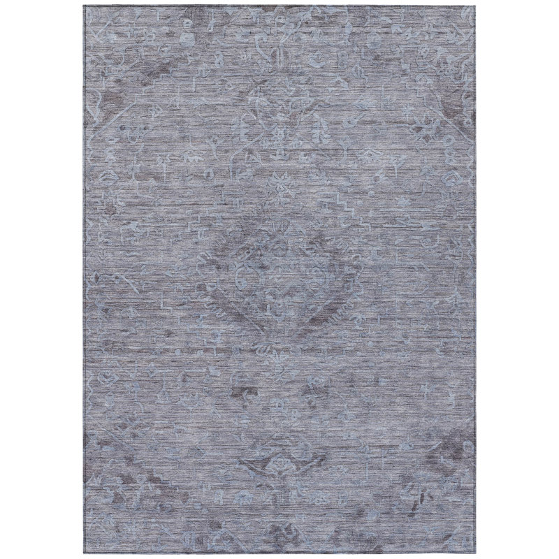 Malia Blue Washable Indoor-Outdoor Rug - , 8' x 10'