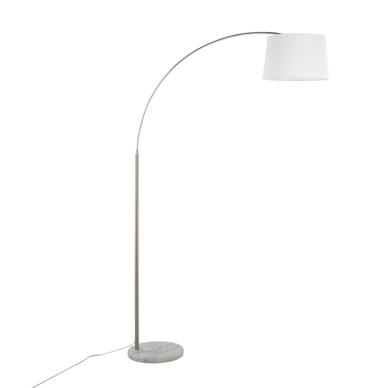 March Contemporary Floor Lamp, Nickel, White