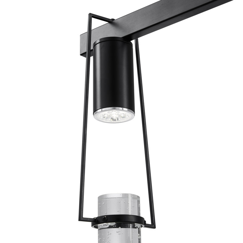 Lustre linéaire moderne à 3 lumières Adelaido, Noir mat