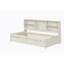 Cadre de lit simple avec tablettes latérales, deux tiroirs et port USB intégré pour couleur blanc crème-565114613
