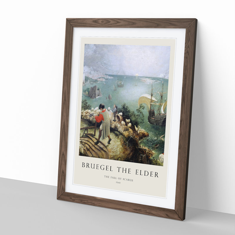 The Fall of Icarus by Pieter Bruegel the Elder - Picture Frame Painting, 48cm H x 36cm W x 2cm D, Walnut Framed