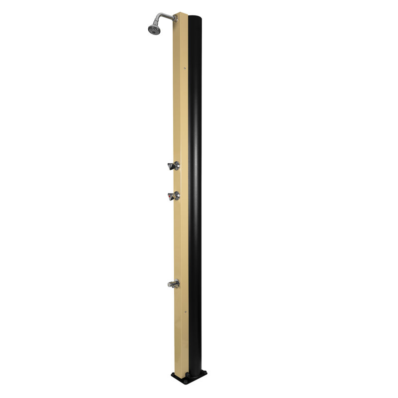 Aleathia Solar Powered Stainless Steel Wall Mounted Outdoor Shower and Footwash Spout, Beige