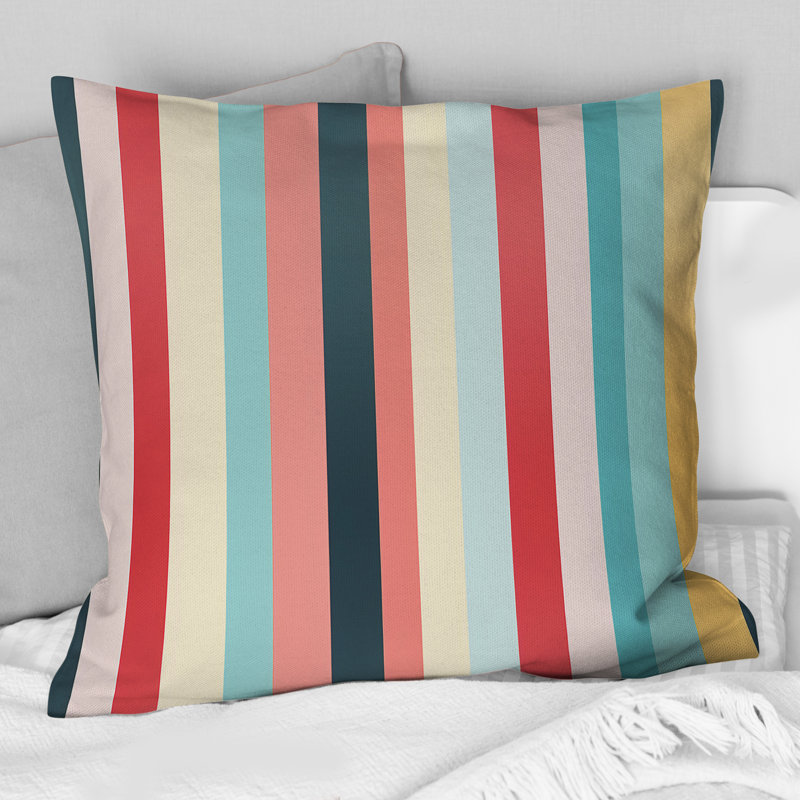 Coussin décoratif en polyester Boho Rainbow Stripes, H 16 po x l 16 po
