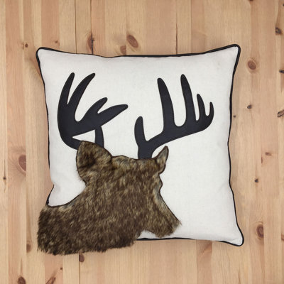 Reindeer 3D Cotton Blend Throw Pillow