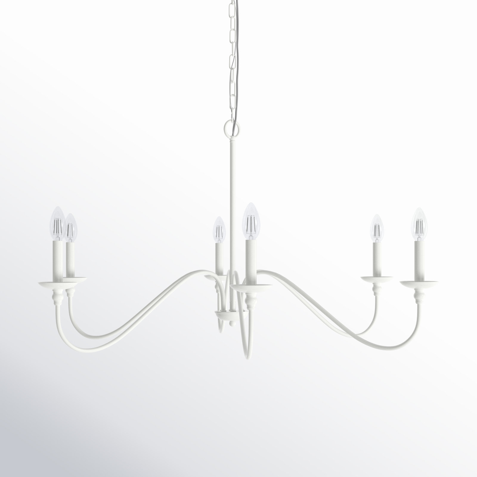 Ableton 6 - Light Candle Style Classic / Traditional Chandelier, 22" H x 42" W x 42" D, White