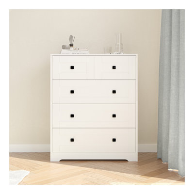 Chest Of Drawer with 5 drawers white farm door by Ebern Designs