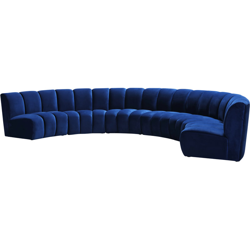 Canapé modulaire en velours Infinity, Velours bleu marine, 6 pièces