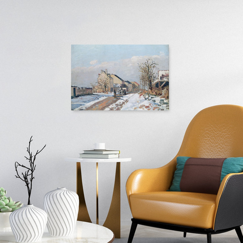 The Road From Gisors To Pontoise, Snow Effect, 1872 Impressionist Abstract Contemporary Winter Architecture Wall Art Print - Print