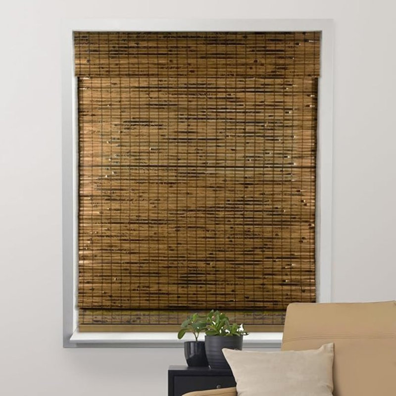Java Deep Sheer Bamboo Roman Shades, 26"W x 74"L