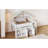 Storage-Equipped Full Size Loft Bed, Bedroom Solid Wood Bed Frame with Canopy Roof and Built-In Storage Cabinet, Classic White-1458139790