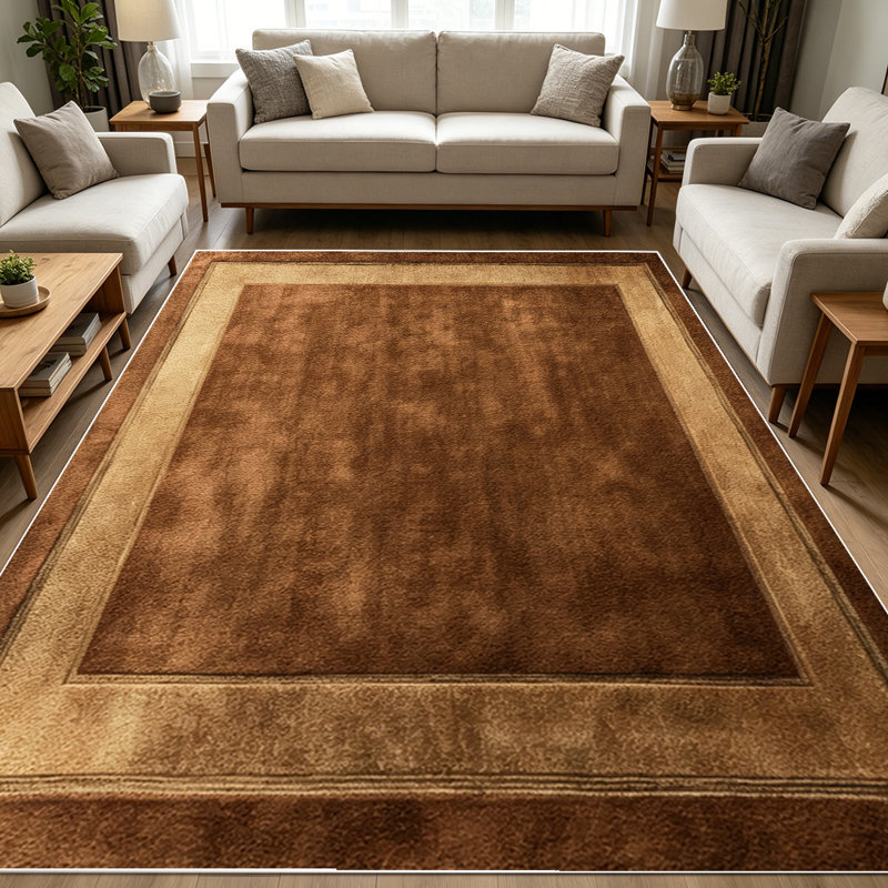 1PC Vintage Distressed Brown Bordered Farmhouse area rugs for Living Room, Soft and Comfortable, Suitable for all seasons, easy-to-maintain, machine washable Indoor floor mat, Under Table Farmhouse suitable for Dining Room, Bedroom, Entryway, Home