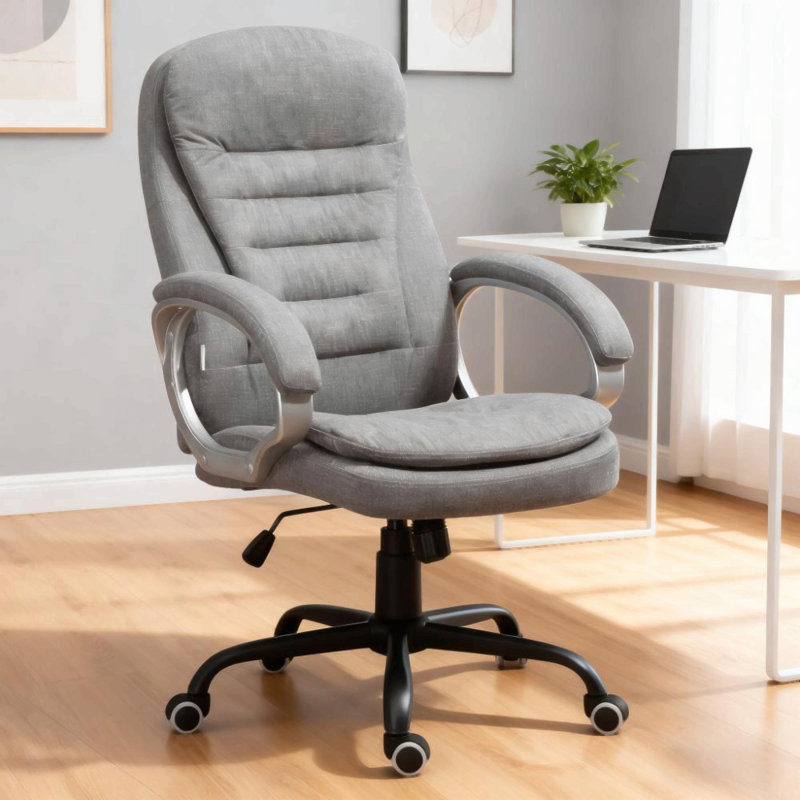 Fauteuil de direction à haut dossier, Grey, Linen, Black