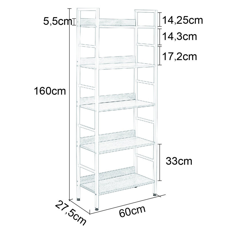Derks 60cm W Height -Adjustable Shelving Unit, White/Light Oak