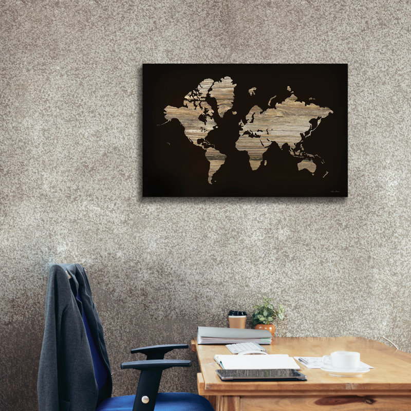 Toile épique «Wood World Map» par Lori Deiter, 40 po x 26 po