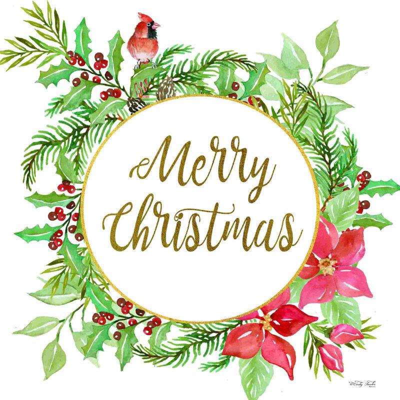 Couronne de cardinal Joyeux Noël, H 12 po x l 12 po